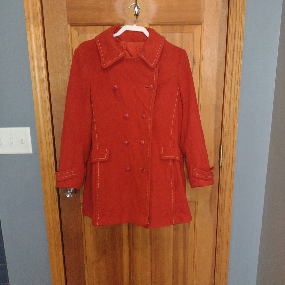 Vintage union tag women's orange wool winter jacket